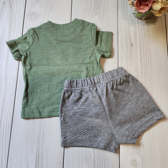 Carter's green short sleeve shirt with grey shorts 2 piece set Size 3 mo NWT - Picture 8 of 8